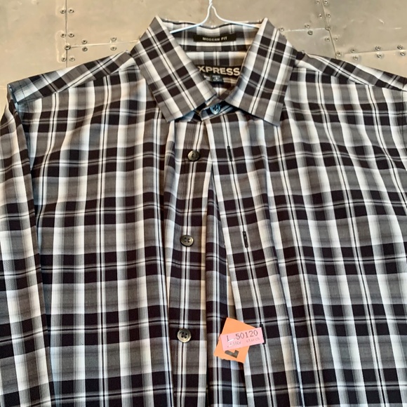 Express Modern Fit Plaid Dress Shirt - Picture 4 of 6